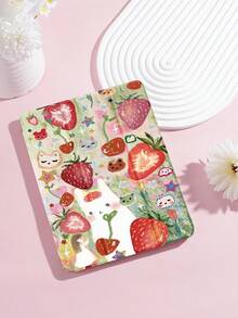 Kingsung Funda protectora para tableta con diseño lindo de conejo y fresa, compatible con iPad 9.7/10.2/10.5/10.9/12.9/Pro 11 (10a generación), Galaxy Tab S6 Lite 10.4", Kindle Paperwhite (12a generación, 2024), Kindle (11a generación, 2022), suave y a prueba de golpes, con función de soporte inteligente/activación y suspensión automática - Multicolor - Ver 2