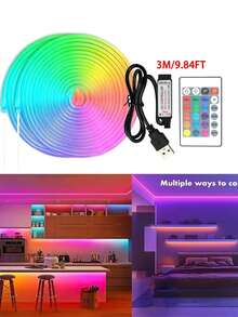 Đèn dây LED USBNeon 24 phím 1 chiếc, Đèn trang trí nội thất Neon RGB, Đèn Neon rực rỡ có thể đồng bộ với, Đèn Neon DIY linh hoạt, Thích hợp cho phòng trong nhà, tường, lễ hội, trang trí tiệc tùng - Nhiều màu - Xem 14