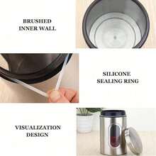 3pcs tarros herméticos de acero inoxidable para té caramelos café especias juegos de tarros cocina almacenamiento hermético organizador multifuncional resistente elegante fácil limpieza - Plateado - Ver 3