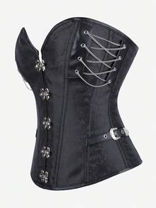 Gothic Corset Steampunk Punk Palace Bustier Vintage Costume Chemise, Black, For Women, Halloween
