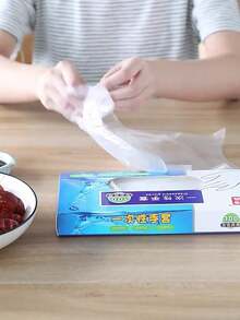 Caja/Bolsa de 100/200 piezas de guantes desechables transparentes de plástico sin látex para preparación de alimentos, , cocina, limpieza y barbacoa