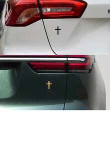 1pc Metallic Cross Car Bumper Sticker, Rear Car Decor, Car Scratch Protection Covering - Multicolor - View 4