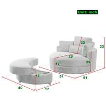 Swivel Accent Barrel Chair With Storage Ottoman, 51'' Accent Barrel Sofa Club Lounge Chair,Solid Color Sherpa Fabric Round Oversize Swivel Leisure Chair For Living Room, Hotel - 白色 - 查看 2
