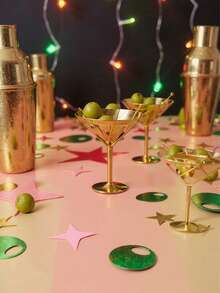 100个/包金色闪光马提尼酒杯、绿色闪光橄榄、彩色纸屑、粉色星星糖屑装饰，适合“略微成熟”的马提尼主题生日派对、鸡尾酒会、单身派对、毕业派对、返校派对。 - 彩色 - 查看 6