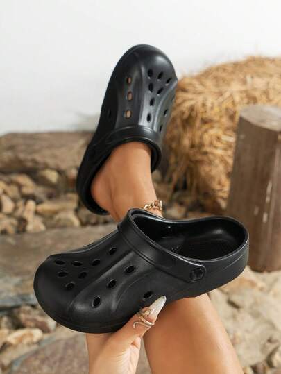 Sandalias transpirables de suela suave y ligera, tipo slip-on unisex, con perforaciones, sandalias casuales para exteriores, aptas para todas las estaciones