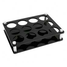 MAGICALCUTDIE 1set 12 Hole Acrylic Shot Glass Holder Shot Glass Serving Tray For Bar Wine Shot Glasses Display 3 Rows Black Mini Wine Glasses Storage Organizer Rack For Party Pub Club Family Gathering - Black - View 1