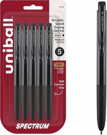 Spectrum - Bolígrafos de gel retráctiles, punta media (0,7 mm), tinta negra, paquete de 5 Para Escuela y Oficina esistente y Duradero Sin Residuos / No Mancha Papel - Negro - Ver 8