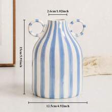 Europäischer Stil handbemalte gestreifte Keramikvase | Französische Luxus Wohnzimmer Dekoration hochwertige Kunstobjekt