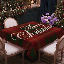 1pc Rectangular Tablecloth, Classic Red & Black Plaid Christmas Tablecloth With Minimalist Reindeer Print Design, Suitable For Various Christmas Scenes, Washable And Reusable, Applicable For Daily Home, Restaurant, Living Room Gatherings, Christmas Themed Parties, Indoor/Outdoor Use - Multicolor - View 18