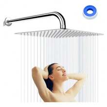 - Regadera metálica 20x20 cm + tubo de 30 cm | fácil de usar y resistente al óxido | envío gratis - Ducha/alcachofa metálica con tubo, diseño anti-corrosión para baño moderno. - plateado - Ver 7