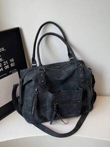 Women's New Fashionable High-End Commuter Tote Bag, Versatile Large Capacity Shoulder Bag - Black - View 4