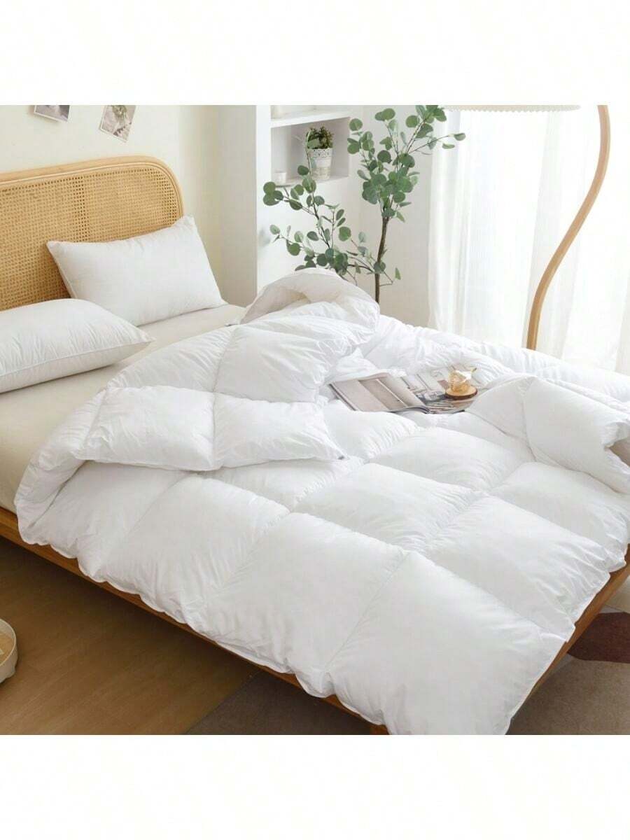 Quilted White All-Season Hypoallergenic Microfiber Comforter - Machine Washable