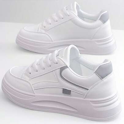 Flipark 1 đôi giày thể thao trắng thường ngày, đa năng và nhẹ, phù hợp cho học sinh đi chơi. 1 đôi giày thể thao nữ màu trắng nhỏ gọn, thời trang, nhẹ, phù hợp cho nữ sinh, cỡ nhỏ cho người có vóc dáng nhỏ nhắn.