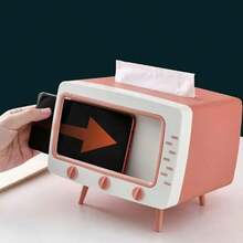 1pc Cute Cartoon TV Shaped Tissue Box With Stand, Charming Home Decor For Living Room And Desk, Available In Multiple Colors