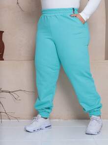 Women's Plus Size Sweatpants - Mint Green - View 1