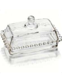 1 Stück 6,5 Zoll Glas Butterdose mit Deckel - transparenter rechteckiger Butterbehälter, spülmaschinenfest, auslaufsicheres Verschlusssystem, elegante strukturierte Form, geeignet für Schranklagerung/Gewürzaufbewahrung, Größe: 6.6x3.4x3.4 Inches, klassisches Küchenhelfer - Verschiedenfarbig - Übersicht 7
