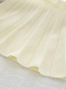 2pcs/Set Young Girl Cute Long Sleeve Fruit Print Top And Pleated Skirt Set, Autumn/Winter