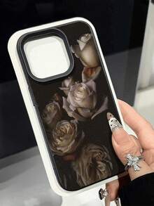 WeiMi 1pc Fashionable White Rose Pattern Waterproof Anti-Fall Anti-Slip Soft Phone Case Protective Cover Compatible With Apple, And Phones - Multicolor - View 2
