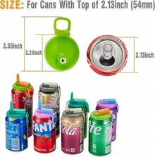 1-Pack Reusable Soda Can Lids With Straws–Leak-Proof  Lids For Standard 12oz&16oz Beverage Cans–Spill-Proof Drink Cover For Soda, Juice, Beer, Energy Drinks– Reusable Can Topper Lid For Home, Travel, Office, Outdoor Use - Màu sắc ngẫu nhiên (1 gói) - Xem 3