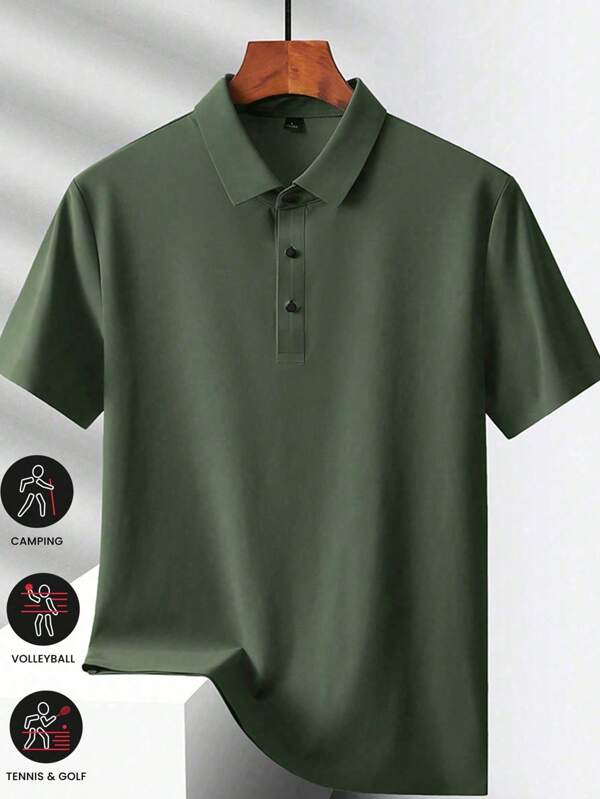Boyfriend Style Men's Solid Color Ice Silk Polo Shirt/T-Shirt, 1pc