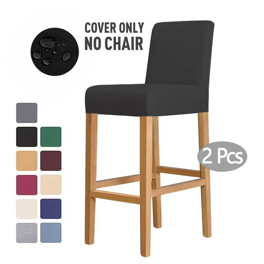 1 szt./2 szt. Wodoodporny pokrowiec na krzesło z wysokimi nogami i niskim oparciem z mlecznego jedwabiu, elastyczny pokrowiec na krzesło obrotowe bez podłokietników z elastycznego spandexu, zdejmowany i zmywalny, chroni przed zalaniem i zarysowaniami, odpowiedni do jadalni, salonu, sypialni, baru, biura, hotelu i na bankiet, pokrowce na krzesła barowe, pokrowce na krzesła barowe, pokrowce na stołki, pokrowce na krzesła barowe z oparciem, krzesło toaletkowe, pokrowce na krzesła kuchenne, pokrowiec na krzesło wysokie, zestaw 2 krzeseł barowych, Boże Narodzenie