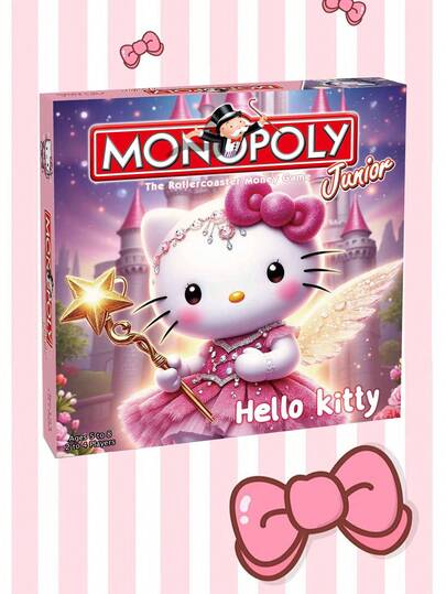 Sanrio Sanrio Hello Kitty Monopoly Brettspiel, klassisches Brettspiel Tischspiel, beliebtes Monopoly Brettspiel für Kinder und Erwachsene. Interaktive Spiele für Eltern und Kind, tragbare Spiele für Reisen und Zusammenkünfte.