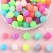 40/100pcs Random 12/15mm Glow-In-The-Dark Silicone Beads, Colorful Luminous Round Bubble Gum Beads For DIY Crafts