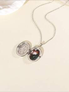 Colar vintage personalizado com foto, colar com pingente de corrente banhada a ouro 14K, design com padrão vintage, estilo único, pingente à prova d'água, caixa de corrente que abre para guardar a foto, presente ideal para mãe e namorada, ótima opção para volta às aulas, Ano Novo, Halloween e Natal. - Caixa multicolorida - Ver 6