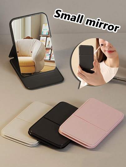 1/2Pcs Portable Makeup Mirror, Solid Color, Simple, Portable, Foldable, Cute Pocket Mirror,Suitable For Back To School Season, Christmas Gifts, Birthday Gifts, School Supplies, Home Decor,Travel Essentials