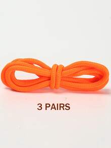 3 Pairs Polyester Braided Shoelaces, Round Laces For Sneakers, Outdoor Running Shoes, Canvas Shoes, Classic Solid Color Versatile Shoe Accessories
