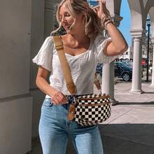 GAINSNS Ladies' Saddle Bag Checked Pattern Crossbody Bag For Women Girls Sling Bag With Adjustable Strap And Coin Purse Stylish Urban Minimalist Commuting Lightweight Single Shoulder Women's Bag - Nhiều màu - Xem 12