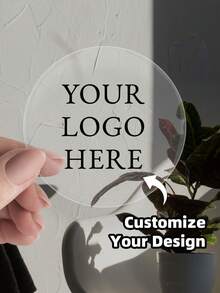 1/60/120/240pcs Customized Logo Label Stickers, Multiple Sizes Available, Personalized Waterproof Stickers For Wedding, Birthday, Baptism, Anniversary, Graduation, Housewarming, Design Your Own Holographic Stickers For Home Decor - Transparent - View 3