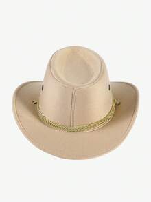 LEAJOURNO. 1pc Unisex Rope Felt Cowboy Style Outdoor Hat, Suitable For All Seasons - Apricot - View 7
