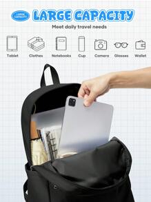 纯色女士背包大号学校背包笔记本电脑背包带笔记本电脑隔层，适用于 14-15.6 英寸笔记本电脑，轻便耐用的学生书包，防水旅行包，实用的户外徒步旅行背包，带有多功能口袋，适合通勤、上学、工作、旅行的休闲背包，2 种颜色可选书包