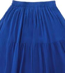 Women's Summer Long Flowy Renaissance Skirt With Pockets - Boho High Waist A-Line Maxi Skirt,Vacation Outfits Women,Valentine Outfits For Women,Street Photography - 寶藍色 - 查看 3