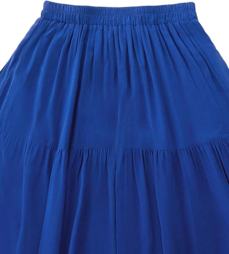 Women's Summer Long Flowy Renaissance Skirt With Pockets - Boho High Waist A-Line Maxi Skirt,Vacation Outfits Women,Valentine Outfits For Women,Street Photography - 寶藍色 - 查看 3