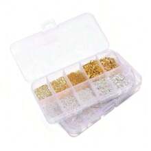 500 件珠宝制作套件，DIY 耳环项链配件套装，DIY 手链配件，DIY 手工用品，各种基本金属戒指、珠子、扣环、龙虾扣，无需电源