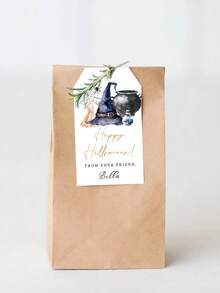 10-50 Happy Halloween Gift Labels, Customizable Text Pattern Labels, Cartoon Pattern Labels, Suitable For Halloween Gift Decoration, Cute Cartoon Halloween Decoration Labels, Glass Bottle Decoration Labels, Dessert Packaging Decoration Labels, Suitable For Gift Decoration Of Friends, Neighbors, Couples, Classmates, Children, Parents, Grandparents, Colleagues, Etc - White - View 6