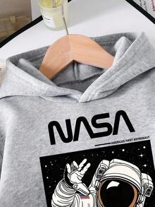 青少年男孩字母图案连帽衫和裤子套装（含衬垫背心） - 灰色 - 查看 4