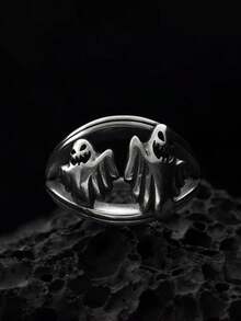 1 pieza Anillo de estaño antiguo de estilo gótico con forma asimétrica de gota de agua y rubí único, adecuado para fiestas, reuniones, salidas y diversión