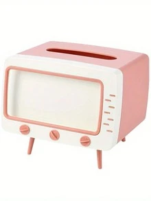 1pc Cute Cartoon TV Shaped Tissue Box With Stand, Charming Home Decor For Living Room And Desk, Available In Multiple Colors