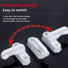1/2/3 Pcs T-Shaped Window/Door Safety Lock, 180° Rotating Design, Easy To Switch