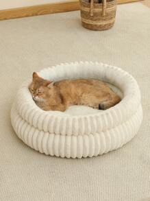 1 件舒适猫窝，柔软可爱的猫床，透气猫睡篮，适合小型、中型和大型猫，所有季节 - 白色 - 查看 8