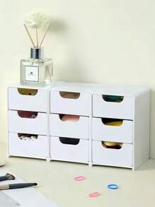 1/2 件白色三层塑料抽屉整理盒 - 设计小巧可爱，适用于文具、发夹、珠宝和化妆品 - 非常适合办公桌和家庭整理，多用途存储解决方案，简约桌面整理器，耐用塑料，办公桌整理器及配件，女士珠宝盒收纳整理器旅行必需品返校宿舍收纳秋季装饰