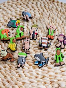 5pcs/10pcs/20pcs/30pcs Random "Crazy" Themed Shoe Charms/Shoe Decorations, AI-Generated Birthday Decorations, Party Favors
