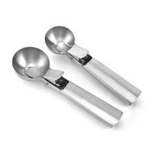 1pc Stainless Steel Ice Cream Scoop, Perfect For Frozen Yogurt, Multi-Functional Ice Cream Scoop, Stainless Steel Double Use Scoop, Non-Stick Ice Cream Scoop With Comfortable Anti-Frost Handle, Heavy Duty Metal Ice Cream Scoop With Trigger, Sturdy Stuffing Scoop, Home Ice Cream Tools Scoop, Easy To Clean, Suitable For Ice Cream, Cookie Dough, Sorbet, Almond, Ideal For Kitchen, Dessert Shop And Western Restaurant. Back To School - Silver - View 4