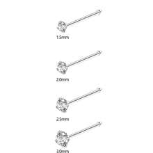 4 件/套银方晶锆石鼻钉，不锈钢迷你鼻环配人造锆石直鼻环/鼻饰，适合日常佩戴，礼物 - 銀色 - 查看 8