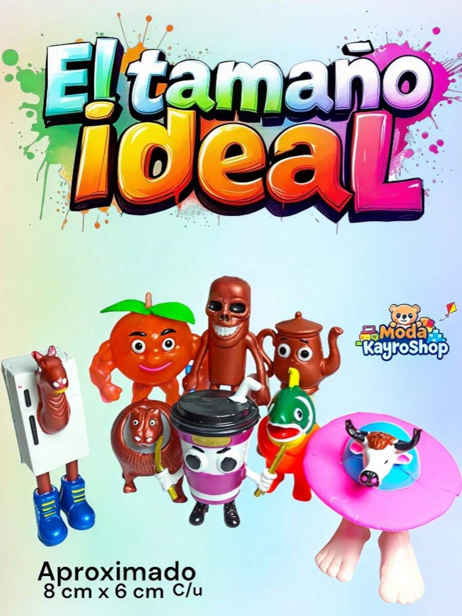 Set Of 8 Brainrots Collectible Figures, Tung Tung Sahur, Assassino Capuchino, Capibarello Cocossini, La Vaca Saturninta, Udin Din Din Dun, Frigo Camelo, Tripi Tropi, Ta Ta Ta Ta Sahur, Brainrot Italian Viral Meme Figures - 彩色 - 查看 1