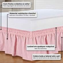 Bed Skirt With Elastic All Around Universal Size Single Standard Queen King - Màu Hồng baby - Xem 2