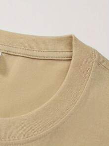 Kit Of 3 Men's Plain T-Shirts Casual Shirt 100% Cotton Versatile Comfortable Sports Unisex Blouse - 米色 - 查看 2